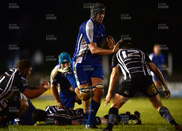 180913 - Pontypridd v Bridgend - Principality Premiership -Ben Jones of Bridgend gets into space