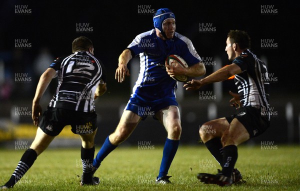 180913 - Pontypridd v Bridgend - Principality Premiership -Steve Winn of Bridgend gets into space