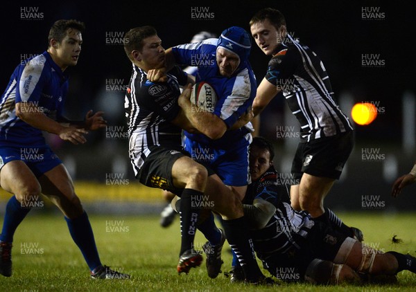 180913 - Pontypridd v Bridgend - Principality Premiership -Steve Winn of Bridgend gets into space