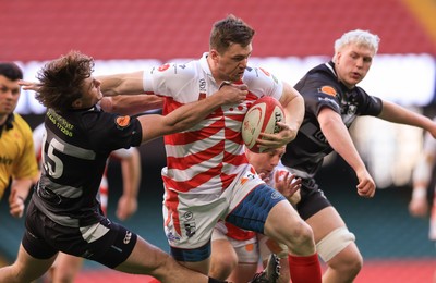 050425  Pontypridd v Cross Keys, WRU Premiership Cup Final - Louis Rocheford-Shugar of Pontypridd races in to score try