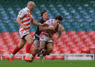 050425  Pontypridd v Cross Keys, WRU Premiership Cup Final - Joe Davies of Pontypridd is tackled short of the line