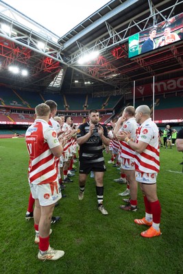050425  Pontypridd v Cross Keys, WRU Premiership Cup Final - Pontypridd clap Cross Keys from the pitch
