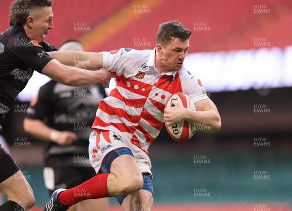 050425  Pontypridd v Cross Keys, WRU Premiership Cup Final - Louis Rocheford-Shugar of Pontypridd races in to score try