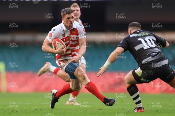 050425  Pontypridd v Cross Keys, WRU Premiership Cup Final - Louis Rocheford-Shugar of Pontypridd takes on Rhys Jones of Cross Keys