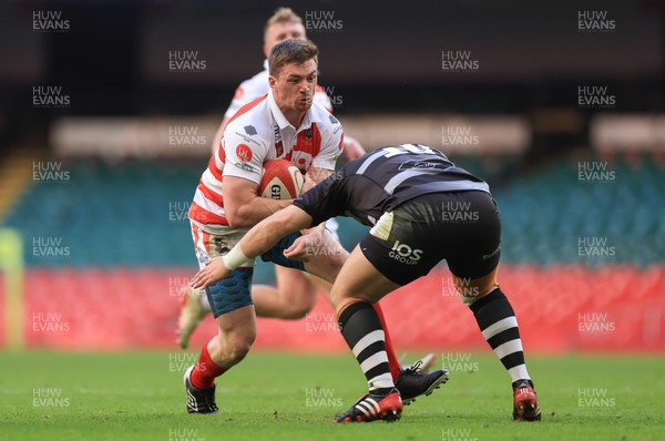 050425  Pontypridd v Cross Keys, WRU Premiership Cup Final - Louis Rocheford-Shugar of Pontypridd takes on Rhys Jones of Cross Keys
