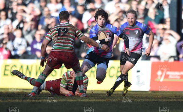 070315 - Pontypridd v Ebbw Vale-Ponty's Owen Jenkins takes on Adam Jones