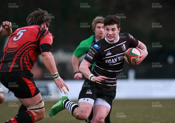 050413 Pontypridd RFC v Jersey RFC - British and Irish Cup -Pontypridd's Owen Jenkins takes on Jersey's Paul Rodgers