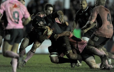 10.03.11 - Pontypridd v Neath - Principality Premiership - Nathan Bonner-Evans of Neath is stopped. 