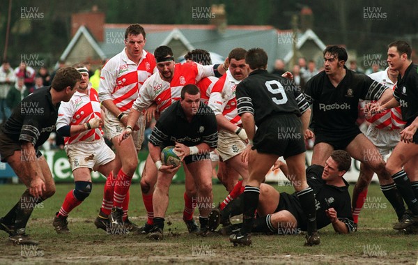 110395 - Pontypridd v Neath - Mike Morgan of Neath gets the ball away