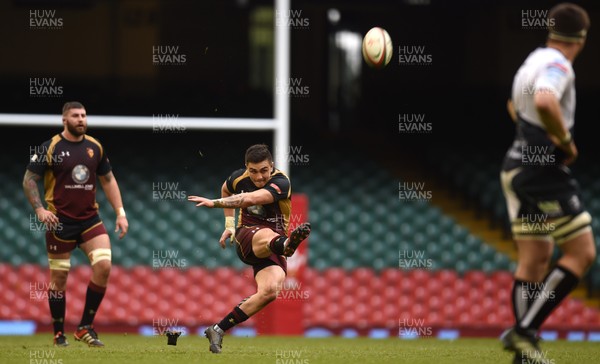 160417 - Pontypridd v RGC 1404 - National Cup Final - Jacob Botica of RGC kicks at goal