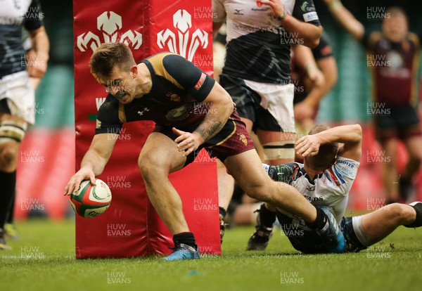 160417 - Pontypridd v RGC 1404, WRU National Cup Final - Tiaan Loots of RGC races in to score try