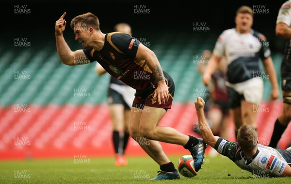 160417 - Pontypridd v RGC 1404, WRU National Cup Final - Tiaan Loots of RGC celebrates after scoring try