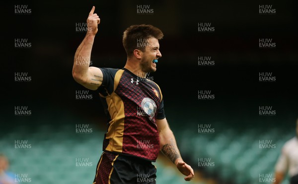 160417 - Pontypridd v RGC 1404, WRU National Cup Final - Tiaan Loots of RGC celebrates after scoring try