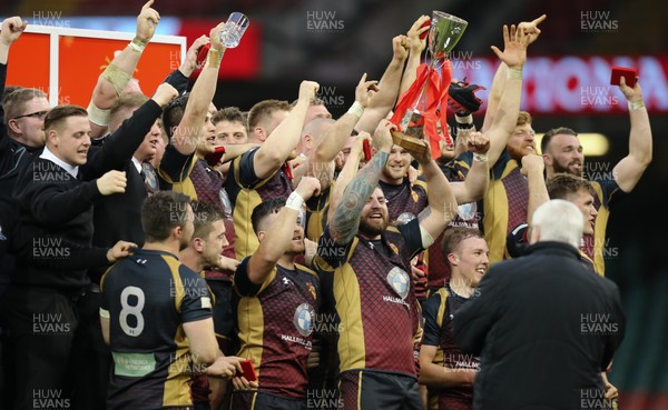 160417 - Pontypridd v RGC 1404, WRU National Cup Final - RGC1404 celebrate after winning the WRU National Cup Final