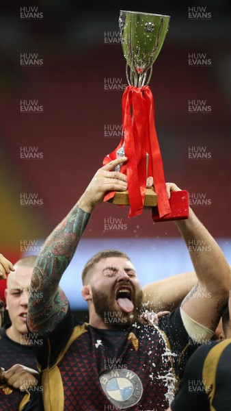 160417 - Pontypridd v RGC 1404, WRU National Cup Final - Maredydd Francis of RGC celebrates after winning the WRU National Cup Final