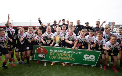 280426 - Pontypridd v Swansea, DC Thomas Cup Final - Pontypridd celebrate winning the DC Thomas Cup Final