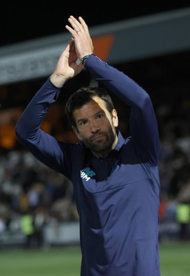070825 - Port Vale v Cardiff City - Sky Bet League 1 - Manager Brian Barry-Murphy of Cardiff applauds the travelling fans at the end of the match