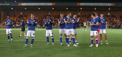 070825 - Port Vale v Cardiff City - Sky Bet League 1 - The team applaud the travelling fans at the end of the match