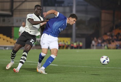 070825 - Port Vale v Cardiff City - Sky Bet League 1 - Yousef Saleh of Cardiff and Jesse Debrah of Port Vale