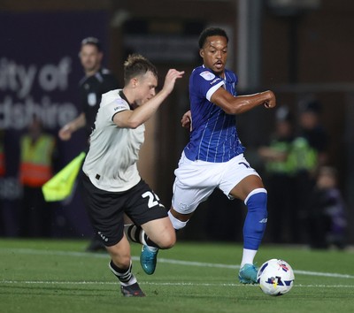 070825 - Port Vale v Cardiff City - Sky Bet League 1 - Chris Willock of Cardiff outruns Kyle John of Port Vale