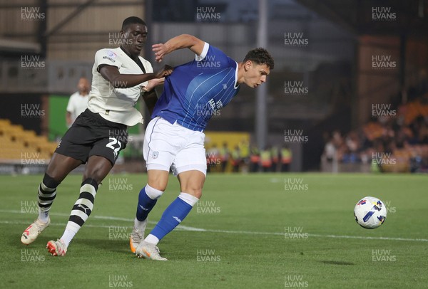 070825 - Port Vale v Cardiff City - Sky Bet League 1 - Yousef Saleh of Cardiff and Jesse Debrah of Port Vale