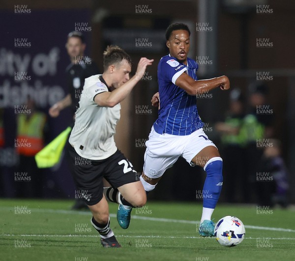 070825 - Port Vale v Cardiff City - Sky Bet League 1 - Chris Willock of Cardiff outruns Kyle John of Port Vale