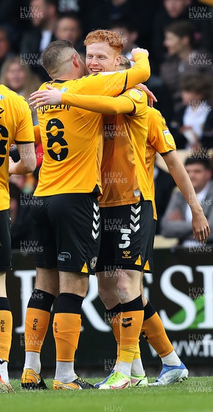 020522 - Port Vale v Newport County - Sky Bet League 2 - Ryan Haynes of Newport County celebrates scoring the 1st goal in 3 minutes with Matty Dolan of Newport County