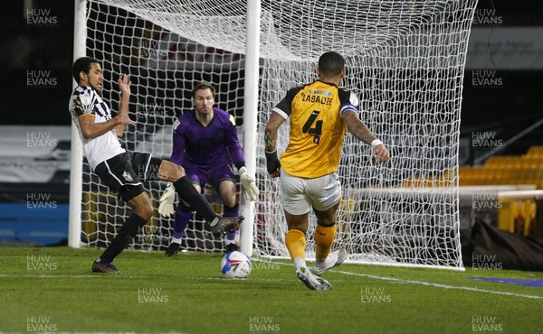 160321 - Port Vale v Newport County - Sky Bet League 2 - Joss Labadie of Newport County has a shot on goal in the 1st half