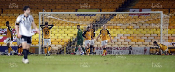 160321 - Port Vale v Newport County - Sky Bet League 2 - Dismay from the Newport players as they have a goal scored against them\