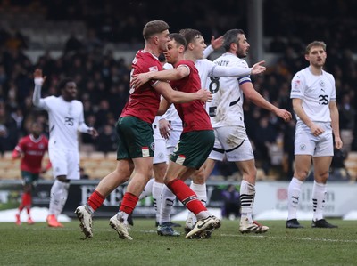 180125 - Port Vale v Newport County - Sky Bet League 2 - Cameron Evans of Newport celebrates with Ciaran Brennan after he heads past the keeper for the 2nd goal