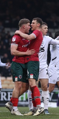 180125 - Port Vale v Newport County - Sky Bet League 2 - Cameron Evans of Newport celebrates with Ciaran Brennan after he heads past the keeper for the 2nd goal