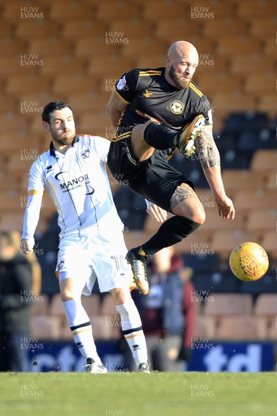 240218 - Port Vale v Newport County, Sky Bet League 2 - David Pipe of Newport County (right) in action