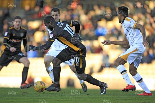 240218 - Port Vale v Newport County, Sky Bet League 2 - Frank Nouble of Newport County (centre) in action