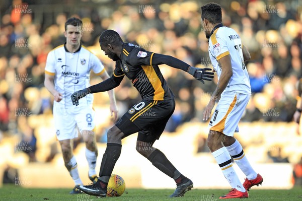 240218 - Port Vale v Newport County, Sky Bet League 2 - Frank Nouble of Newport County (centre) in action