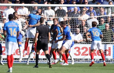 050926 - Portsmouth FC v Cardiff City - SkyBet Championship - Conor Shaughnessy of Portsmouth scores a goal