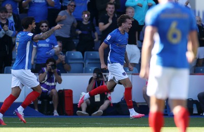 050926 - Portsmouth FC v Cardiff City - SkyBet Championship - Marko Milovanovic of Portsmouth celebrates scoring a goal