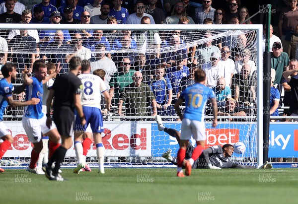 050926 - Portsmouth FC v Cardiff City - SkyBet Championship - Conor Shaughnessy of Portsmouth scores a goal