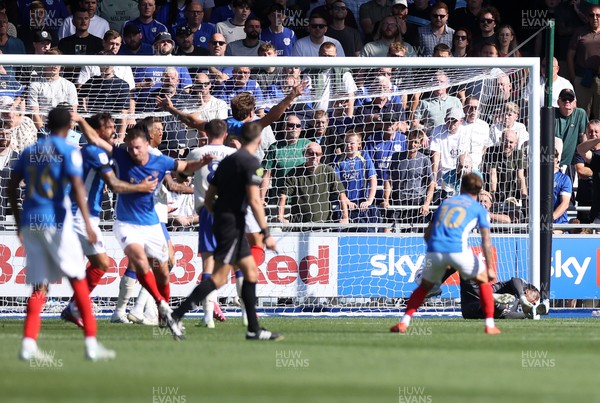 050926 - Portsmouth FC v Cardiff City - SkyBet Championship - Conor Shaughnessy of Portsmouth scores a goal