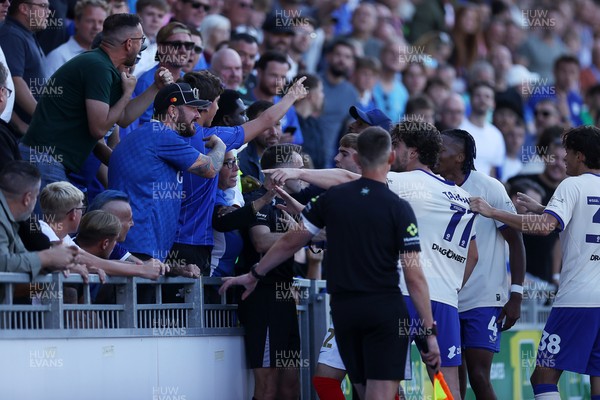 050926 - Portsmouth FC v Cardiff City - SkyBet Championship - Ollie Tanner of Cardiff City gets involved after an incident with the home supporters