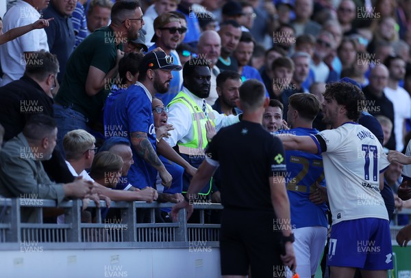 050926 - Portsmouth FC v Cardiff City - SkyBet Championship - Ollie Tanner of Cardiff City gets involved after an incident with the home supporters