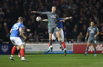 110225  Portsmouth v Cardiff City, EFL Sky Bet Championship - Sivert Mannsverk of Cardiff City looks to win the ball