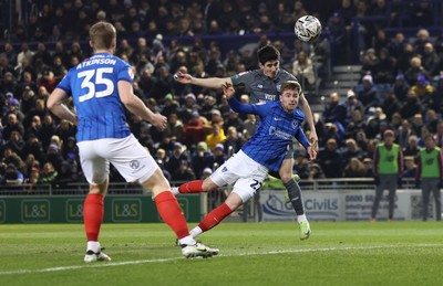 110225  Portsmouth v Cardiff City, EFL Sky Bet Championship - Callum O'Dowda of Cardiff City heads to score goal