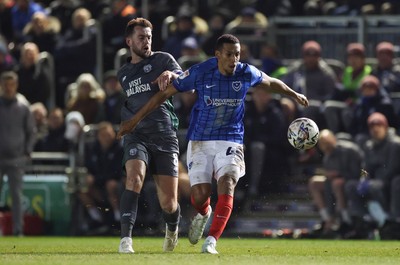 110225  Portsmouth v Cardiff City, EFL Sky Bet Championship - Joe Ralls of Cardiff City and Isaac Hayden of Portsmouth compete for the ball