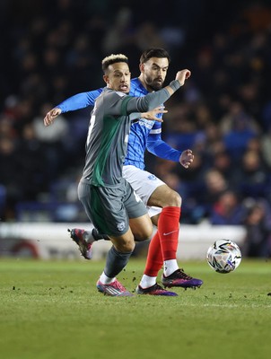 110225  Portsmouth v Cardiff City, EFL Sky Bet Championship - Callum Robinson of Cardiff City wins the ball