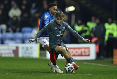 110225  Portsmouth v Cardiff City, EFL Sky Bet Championship - Will Alves of Cardiff City charges forward