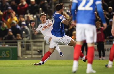 100326 - Portsmouth v Swansea City, EFL Sky Bet Championship - Ethan Galbraith of Swansea City shoots to score goal