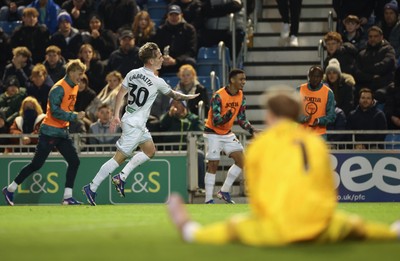 100326 - Portsmouth v Swansea City, EFL Sky Bet Championship - Ethan Galbraith of Swansea City celebrates after scoring goal