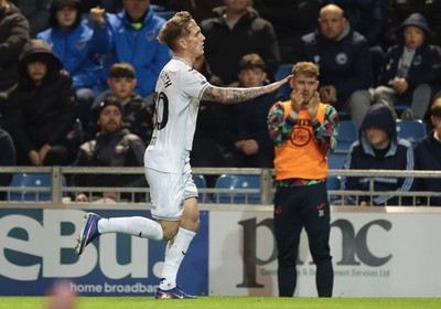 100326 - Portsmouth v Swansea City, EFL Sky Bet Championship - Ethan Galbraith of Swansea City celebrates after scoring goal