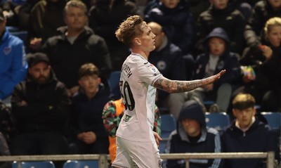 100326 - Portsmouth v Swansea City, EFL Sky Bet Championship - Ethan Galbraith of Swansea City celebrates after scoring goal