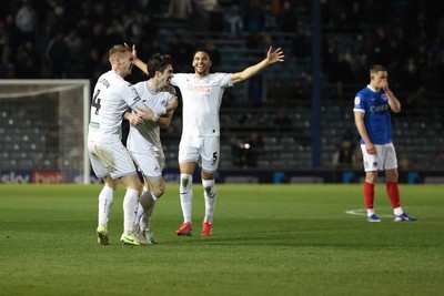 100326 - Portsmouth v Swansea City, EFL Sky Bet Championship - Josh Key of Swansea City celebrates after scoring the second goal